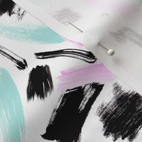 Black, mint and pink brush strokes Medium