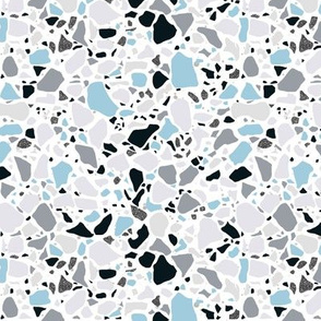 Terrazzo blue and grey on white Medium Scale