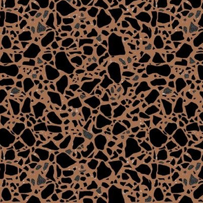 Terrazzo black stone on pecan brown Medium Scale