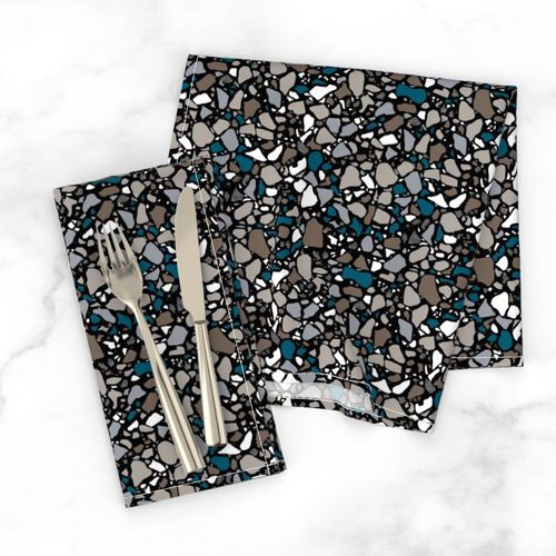 Terrazzo dark blue stone on black Medium Scale