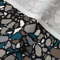 Terrazzo dark blue stone on black Medium Scale