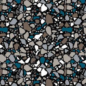 Terrazzo dark blue stone on black Medium Scale