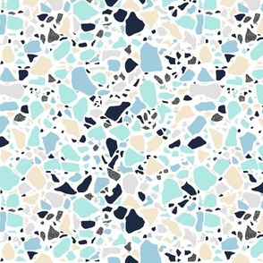 Terrazzo mint blue on white Medium Scale