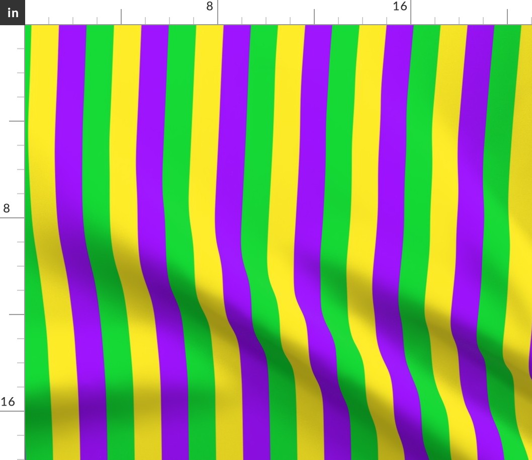 Mardi Gras One Inch Vertical Stripes