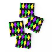 One Inch Mardi Gras Alternating Harlequin Diamonds on Black