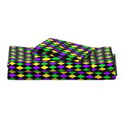 One Inch Mardi Gras Alternating Harlequin Diamonds on Black