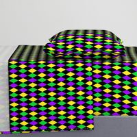 One Inch Mardi Gras Alternating Harlequin Diamonds on Black