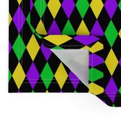 One Inch Mardi Gras Alternating Harlequin Diamonds on Black