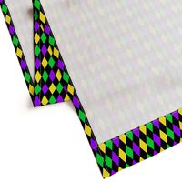 One Inch Mardi Gras Alternating Harlequin Diamonds on Black