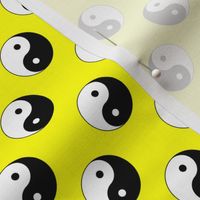 One Inch Black and White Yin Yang Symbols on Yellow