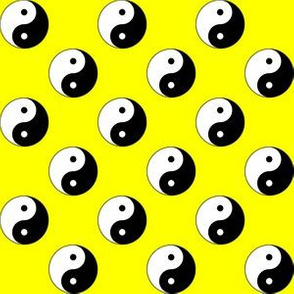 One Inch Black and White Yin Yang Symbols on Yellow