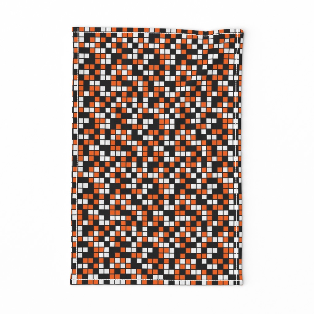 Medium Mosaic Squares in Black, Orange, and White