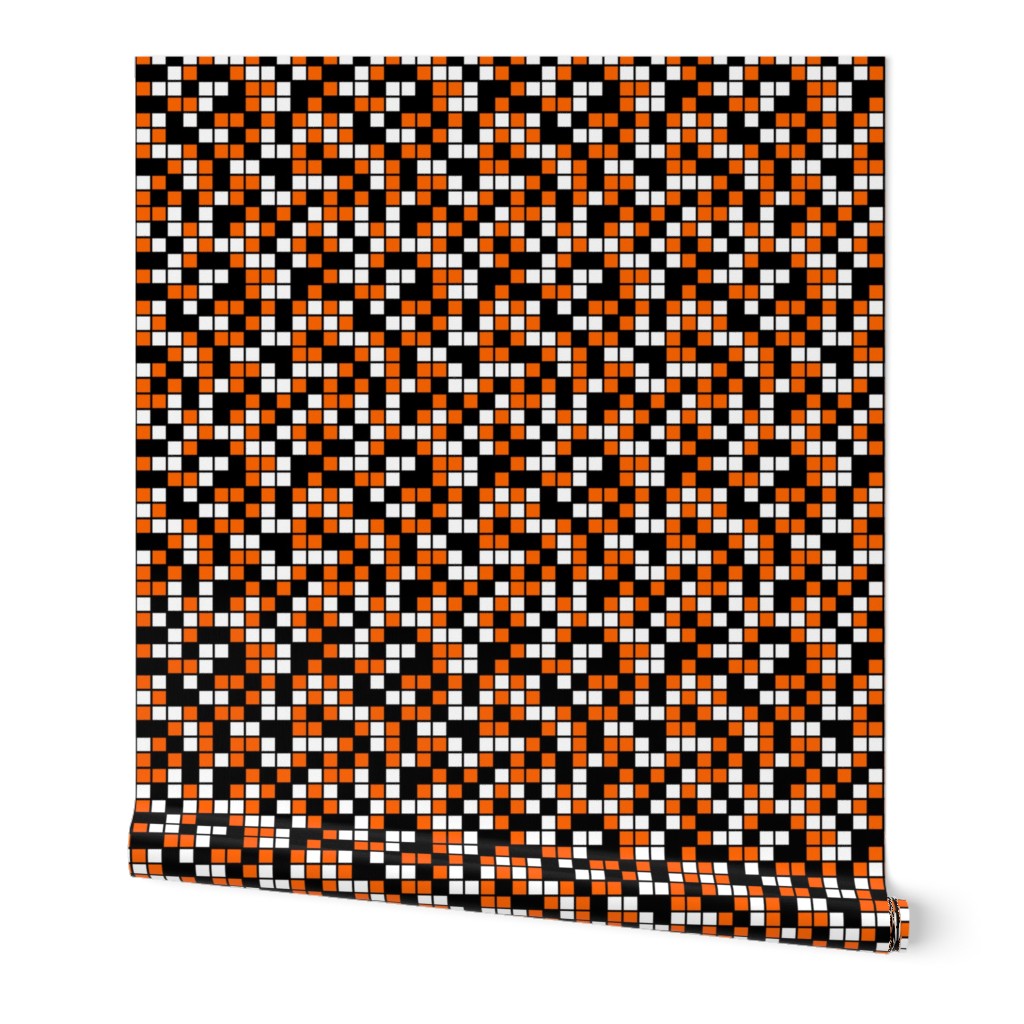 Medium Mosaic Squares in Black, Orange, and White