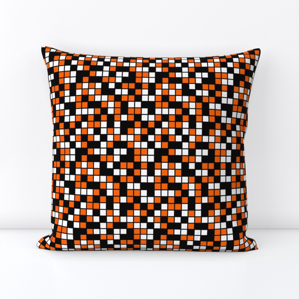 Medium Mosaic Squares in Black, Orange, and White