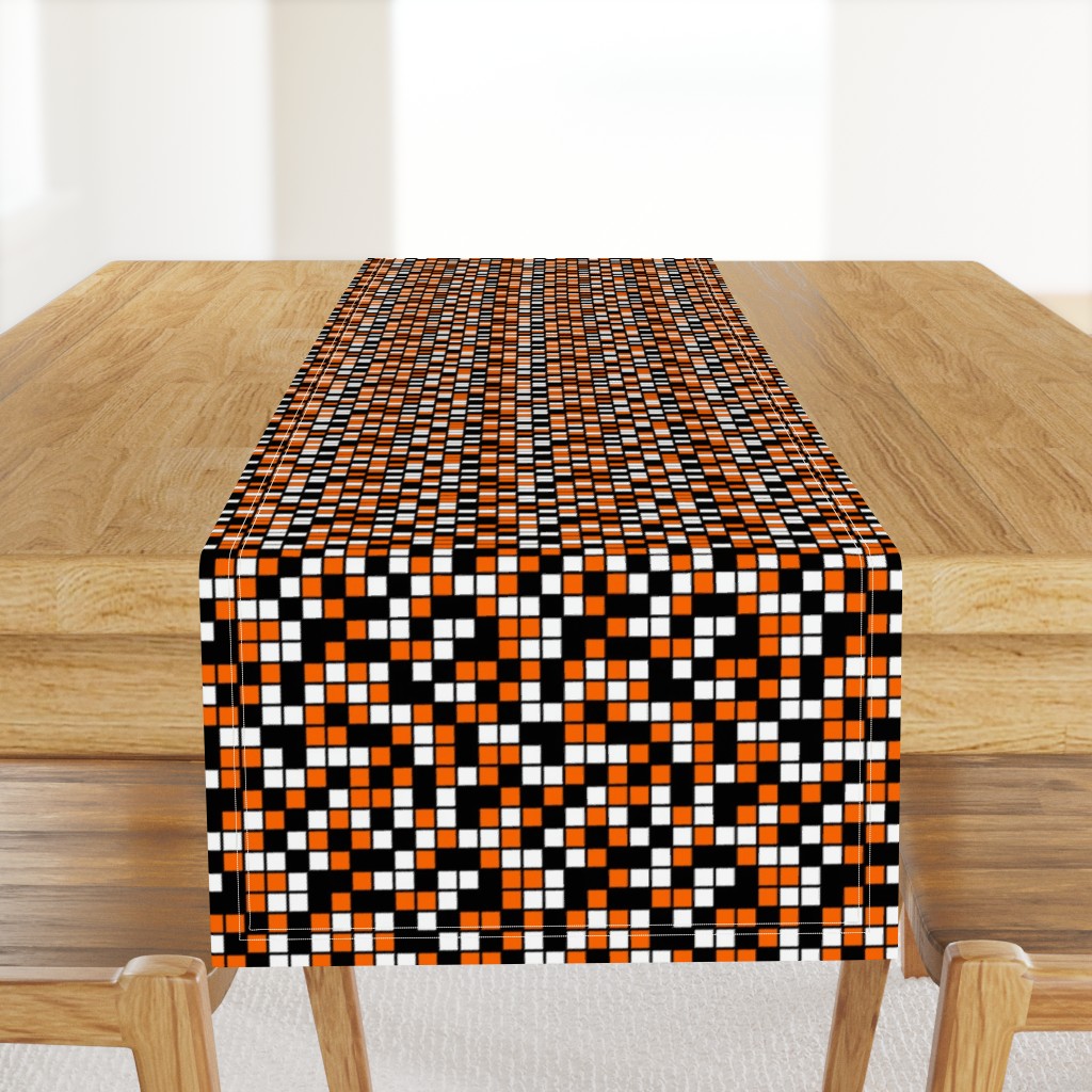 Medium Mosaic Squares in Black, Orange, and White