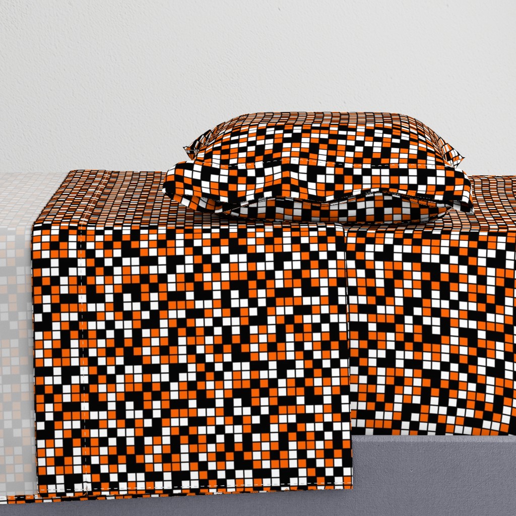 Medium Mosaic Squares in Black, Orange, and White