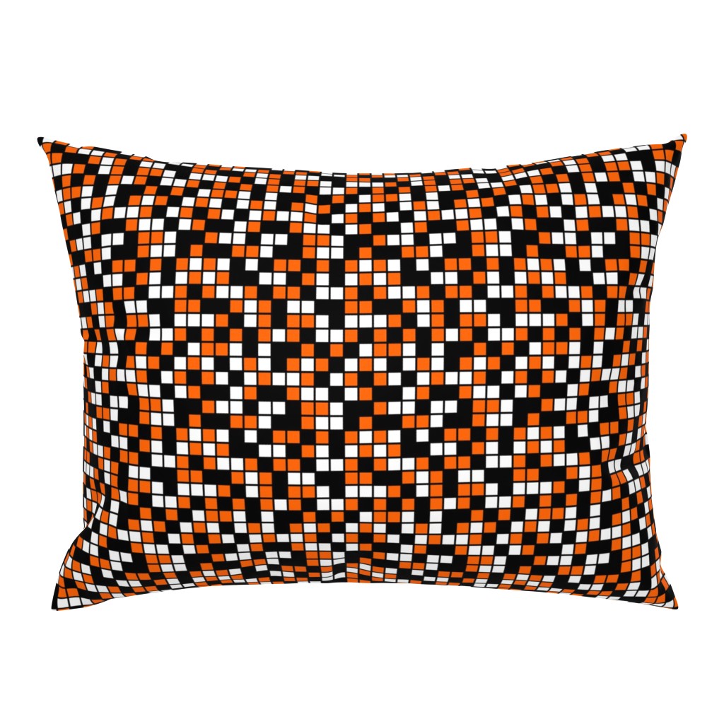 Medium Mosaic Squares in Black, Orange, and White