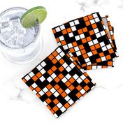 Medium Mosaic Squares in Black, Orange, and White