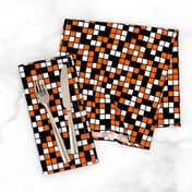 Medium Mosaic Squares in Black, Orange, and White