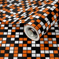 Medium Mosaic Squares in Black, Orange, and White