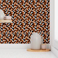 Medium Mosaic Squares in Black, Orange, and White