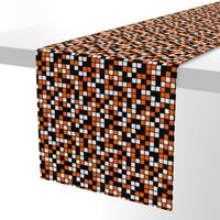 Medium Mosaic Squares in Black, Orange, and White