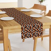 Medium Mosaic Squares in Black, Orange, and White