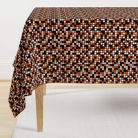 Medium Mosaic Squares in Black, Orange, and White