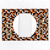 Medium Mosaic Squares in Black, Orange, and White