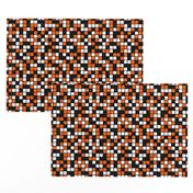 Medium Mosaic Squares in Black, Orange, and White