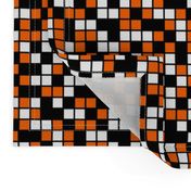 Medium Mosaic Squares in Black, Orange, and White