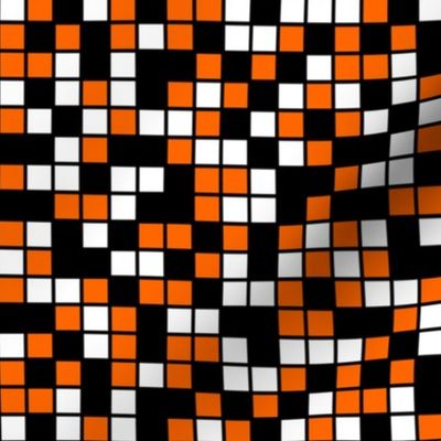 Medium Mosaic Squares in Black, Orange, and White