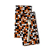 Medium Mosaic Squares in Black, Orange, and White