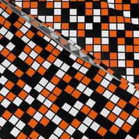 Medium Mosaic Squares in Black, Orange, and White