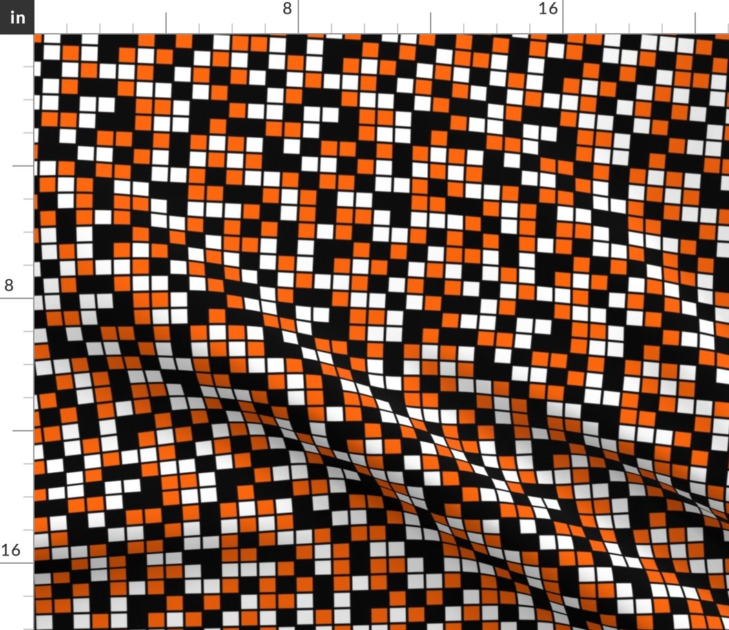 Medium Mosaic Squares in Black, Orange, and White