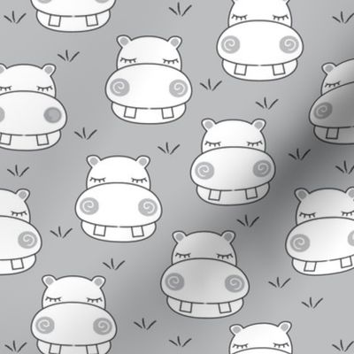 white hippos on grey