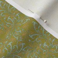 Aqua Flourish with Chartreuse Back