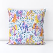 Unicorn Pattern Blue Flowers