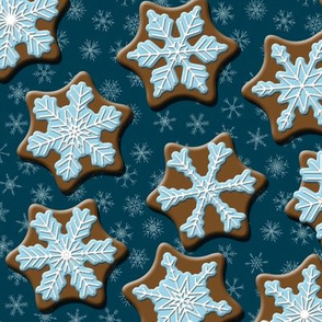 Frosted Gingerbread on Winter Night Sky