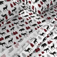 Woodland Animals Bear Moose & Deer - Red + Black Buffalo Plaid Baby Nursery Kids Children Baby Bedding