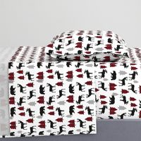 Woodland Animals Bear Moose & Deer - Red + Black Buffalo Plaid Baby Nursery Kids Children Baby Bedding