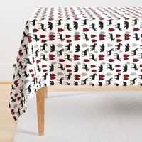 Woodland Animals Bear Moose & Deer - Red + Black Buffalo Plaid Baby Nursery Kids Children Baby Bedding