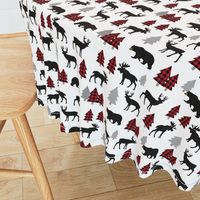 Woodland Animals Bear Moose & Deer - Red + Black Buffalo Plaid Baby Nursery Kids Children Baby Bedding