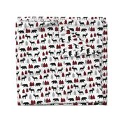 Woodland Animals Bear Moose & Deer - Red + Black Buffalo Plaid Baby Nursery Kids Children Baby Bedding