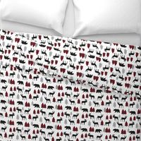 Woodland Animals Bear Moose & Deer - Red + Black Buffalo Plaid Baby Nursery Kids Children Baby Bedding