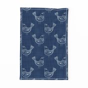 Bird Doodles on Navy