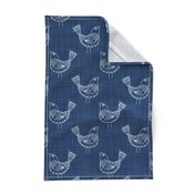 Bird Doodles on Navy