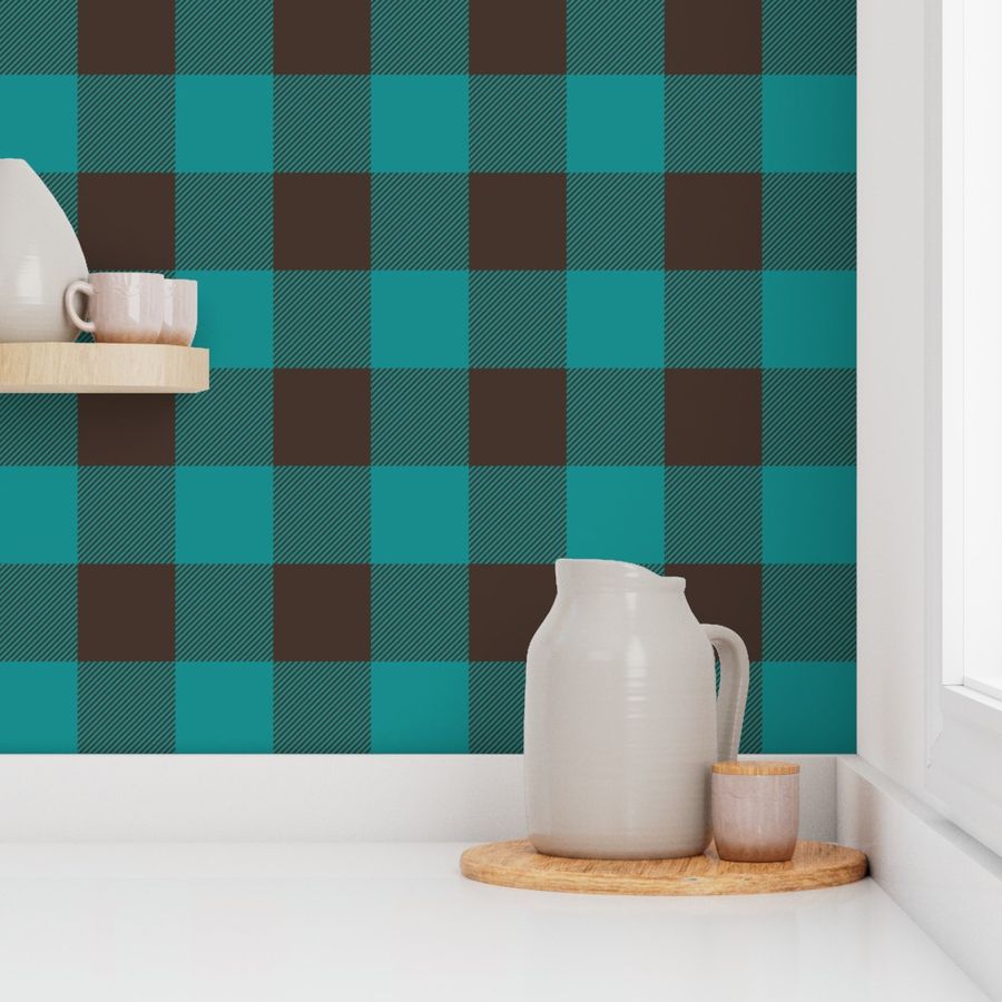 dark teal and brown plaid