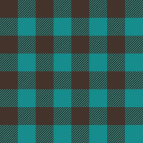 1" scale - dark teal and brown plaid