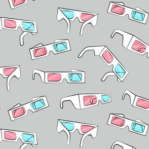 3D glasses - pink and blue on grey